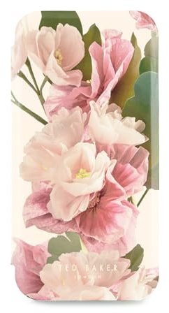 Ted Baker Cream Flower Placement Mirror Folio Phone Case for iPhone 16e Gold Shell