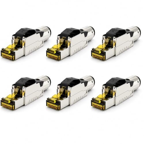 RedStar24 Connettore RJ45 senza attrezzi CAT 8 - Connettore di rete per cavo di posa AWG 22-24 - Cavo di rete LAN CAT8 CAT7 - Schermato - LSA convertibile - 40 Gbps - 6 pezzi
