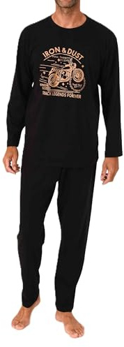 NORMANN Herren Langarm Schlafanzug Pyjama mit Frontprint