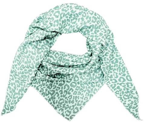 Leopard Dreieck Schal aus 100% Baumwolle Frühling Unisex Uni Fashion Stola Tuch Übergangszeit Italy Sommer Strickschal Strick Tuch Leo
