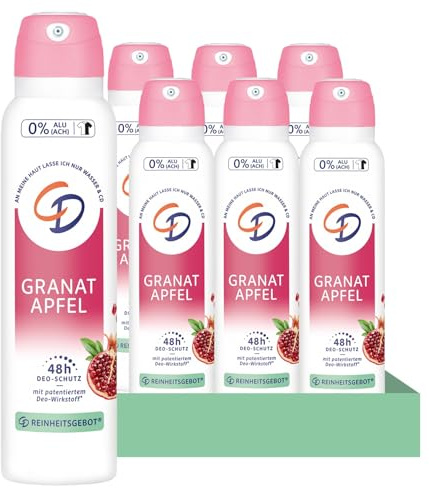 CD Deo Spray Bio-Granatapfel | Ohne Aluminiumsalze | 6 x 150 ml | 48 h zuverlässiger Schutz vor Körpergeruch.