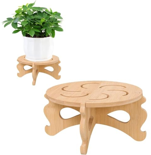 UieoKakeh Plant Stand Indoor Bamboo & Wood Plant Holders No Screws Required Stable Outdoor Plant Pot Stand Wooden Stand for Plants Fit 5-15 Inch Pots