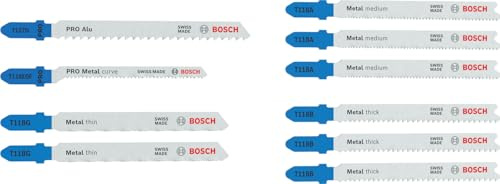 Bosch 10x Stichsägeblatt Set Metal Advanced, 10-tlg. | für Stahlbleche, Aluminium, 112 x 99 mm,