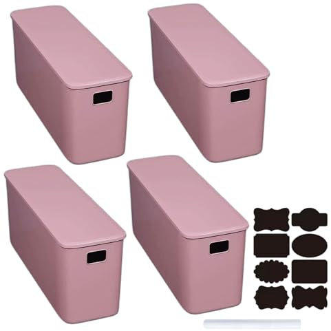 CNKHDZ 4er-Set Aufbewahrungsbox mit Deckel Lila, 37x13x15cm, Stapelbare Aufbewahrungsbehälter mit Deckel, Kunststoff Aufbewahrungsboxen Boxen Aufbewahrung für Regale, Küche, Badezimmer