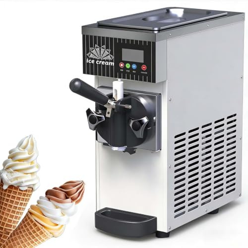 Gelatiera a 1 gusto per uso commerciale e domestico, 4-5 kg/h | Pannello touch LCD, autopulizia, sistema di preraffreddamento, gelatiera da banco in metallo