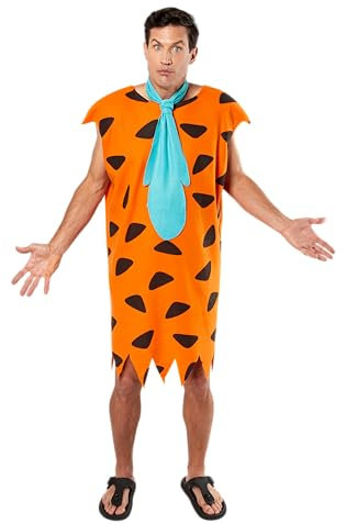 Rubies Costume Fred Flintstone per uomo, adulti, Tunica stampata con cravatta, Licenza Ufficiale The Flintstones per Carnevale, Addio al Celibato, Feste e Compleanno
