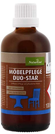 NaturGut Möbelpflege Duo-Star umweltgerechtes Putzmittel, ökologisches Reinigungsmittel - Pflege und Reinigung Ihrer Möbel 100ml 2-Phasen-Pflege der Möbel mit Orangenöl und Jojobawachs