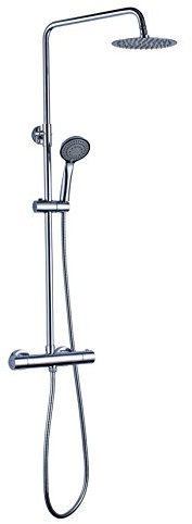 Kibath 427021 Dusche Thermostatische Duschsäule ausziehbarem Schlauch von 80 bis 120 cm Extra Flacher Sprühkopf mit 20 cm und runder Whirlpool-Handbrause. Garantierte Ersatzteile, bunt, Talla Única