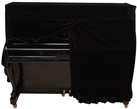 Dilwe Vollständige Klavierabdeckung aus Colorfast Pleuche Material Piano Staubdicht Dekoriert Cover für Universalklaviere vertikal klassisches Klavier (Schwarz)