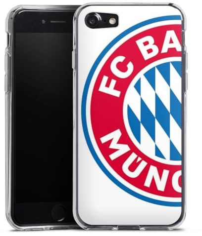 Silikon Hülle kompatibel mit Apple iPhone 8 Case transparent Handyhülle FC Bayern München Logo FCB