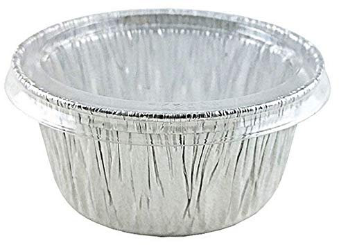 Pactogo 4 oz. Aluminum Foil Cup w/Clear Plastic Lid - Disposable Utility/Cupcake/Ramekin/Muffin Baking Tins (Pack of 1000 Sets)