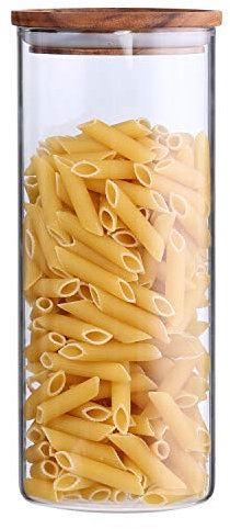 KKC luftdicht glasbehälter, holzdeckel vorratsglas, Verdickung Borosilikatglas kaffeebehälter, vorratsbehälter für spaghetti müsli aufbewahrung, 1150ML vorratsgläser