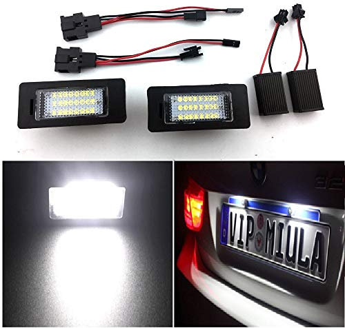 2Pcs 24SMD LED Number License Plate Light Fit for A1 8X / A3 8V / A4 S4 B8 / A5 S5 8T / A6 C7 4G / A7 4G / Q3 / Q5 / TT 8J