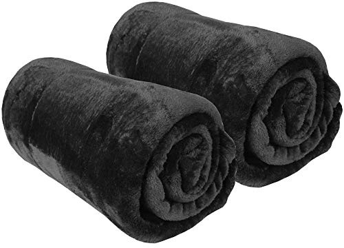 Bestgoodies Kuscheldecke im 2er Pack Wohndecke - extra weich - hochwertige Microfaser Flauschdecke, 80 x 120 cm - Schwarz