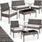TecTake® Ensemble Salon de Jardin Exterieur en Poly Rotin Canapé 2 Places 2 Fauteuil Salon et 1 Table de Jardin, Mobilier de Jardin pour Amenagement Balcon Terrasse Veranda