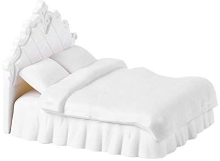 1:20 Puppenhaus Schlafzimmer Doppelbett, Puppenhaus Zubehör, Kinder Geschenke Spielzeug