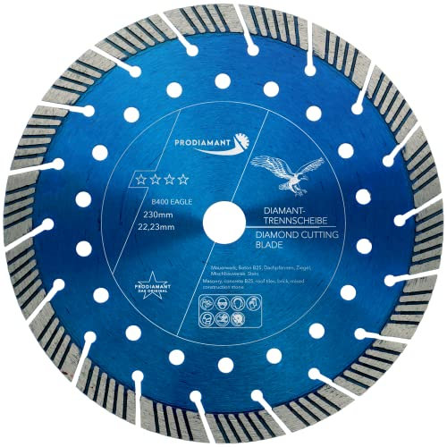 PRODIAMANT Diamanttrennscheibe B400 Eagle 230 x 22,2 mm speziell für Ziegel Dachpfannen & Beton sehr schnittiges hohes Segment