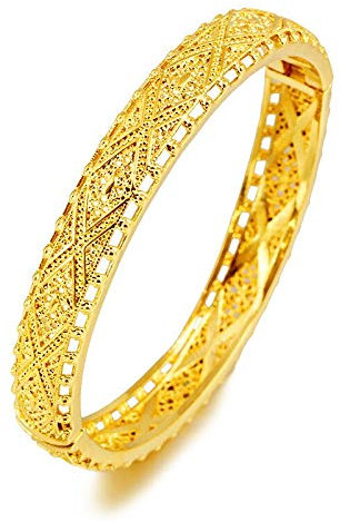 Nwlzx 24 Karat Gold Armreifen Frauen Gold Dubai Braut Hochzeit Äthiopisch Türkisch Armband Afrika Armreif Arabischer Schmuck Gold Charm Muslim Armband