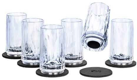 silwy® Verres en plastique magnétiques de haute technologie, nano gel pads métalliques inclus – verres de camping antidérapants, accessoires pour bateaux et yachts (shot // 0,04 l // set de 6)