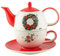 440s Mila Keramik Tee-Set Tea for One Motiv Weihnachtskranz | MI-99219 | 4045303992191