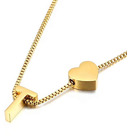 Qings Gold Initial Pendant Necklace,Personalized letter A-Z Exquisite Pendant Minimalist Female Jewelry T Letter Necklace