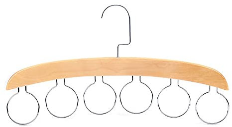 Golden Apple Krawattenhalter aus Holz mit 6 Ringen, Seide, Schal, Gürtel, Schrank-Organizer, Aufbewahrung und Präsentation, Holzaufhänger (beige)