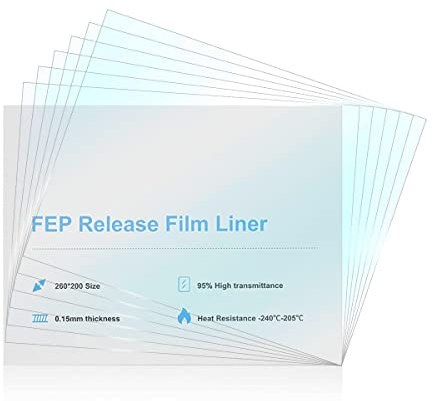 FEP Film Release Films 260x200x0,15mm 6 STÜCKE,FEP Folie für ELEGOO Saturn/Saturn S/Mars 3 Pro/ANYCUBIC Photon Mono X/Photon Mono X2/Photon Mono X 6K/Photon M3/Phrozen Sonic Mighty 4K LCD 3D Drucker