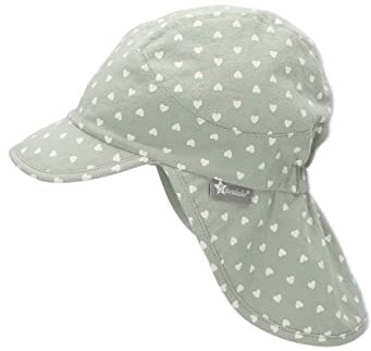 Sterntaler Mädchen Schirmmütze mit Nackenschutz Herz Sonnenhut, mittelgrün, 47