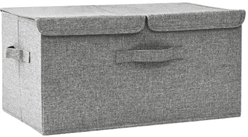 vidaXL Aufbewahrungsbox Spielzeugkiste Spielzeugbox Stoffbox Faltkiste Faltbox Regalkorb Kiste Korb Box Organizer Stoff 50x30x25cm Grau