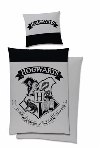 JACK Linon/Renforcé Wende Bettwäsche 135x200cm 2 TLG. Harry Potter Hogwarts Wappen Logo