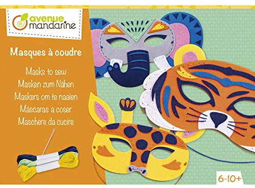 MY MANDARINE KC135C - Kreativbox, Masken zum Nähen, ab 6 Jahren, Tiere der Savanne, 1 Box