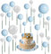 66pcs Balloon Cake Topper, Foam Balls Cake Toppers Mini Balloon Cake Picks Round Pearl DIY Cake Insert Cupcake Topper for Birthday Party Wedding Baking Cake Decoration (Blue)
