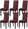 mafudoxi Stuhlhussen 6er Set, Stretch Abnehmbare Waschbar Stuhlbezug, Stretch Stuhlhusse mit Gummiband, für Hotel, Bankett, Restaurant, Haus, Party, Hochzeit(Brown, 6Stück)