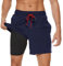 Arcweg Badehose für Herren mit Kompression Liner 2 in 1 Atmungsaktiv Badeshorts Männer Elastisch Trainingsshorts Verstellbar Tunnelzug mit Reißverschlusstaschen Marine M