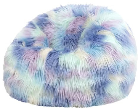 Icon Kingston Sitzsack Kinder, Unicorn, Flauschiger Kunstpelzstoff, Sitzsack Flauschig mit Füllung, Bequemer Kinder Sessel, Kuschelsessel, Lese Sessel, Schlafzimmer, Kinderzimmer, Spielzimmer