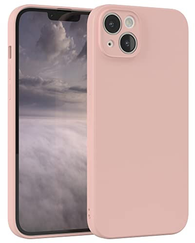 EAZY CASE Coque de protection en silicone pour iPhone 14 Plus, en silicone rose, souple, résistante aux chocs, avec protection de l'appareil photo, fine, protection TPU, antichoc, vieux rose pastel