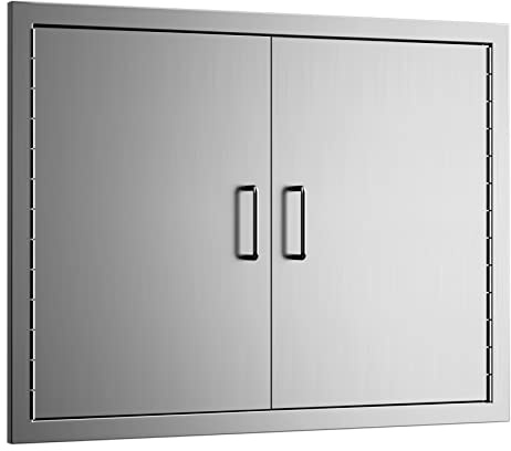 Luffioner Grilltüren für den Außenbereich, 78 x 61 cm (B x H), doppelte Grill-Zugangstür, rostfreie, verdickte Platte, 304 Edelstahl, Zugangstür für Außenküche, Grillinsel, Grillstation (78 x 61 cm)