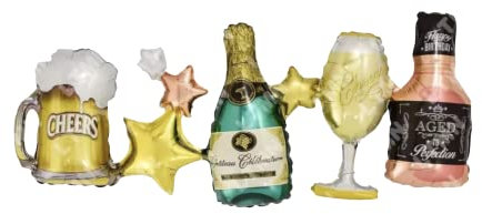 Zebra Balloons Drink Banner Foil Balloon, 1 Count, Silver, 90cm, Unisex, Birthday, All Ages