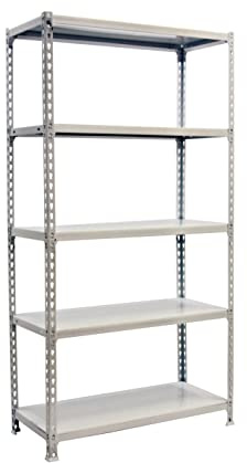 PROREGAL Metallregal Big Metal Shark mit Metallböden | HxBxT 200x100x40cm| Fachlast 180kg | Weiß Schwerlastregal Metallsteckregal Lagerregal Werkstattregal Kellerregal