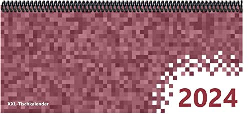 Tischkalender 2024: XXL-Tischkalender, Bunt-Kalender Pixel rosa, 14,5 x 32,5 cm, quer