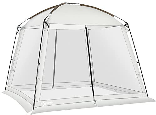 Outsunny Carpa de Jardín 3x3 m Cenador para 6-8 Personas con 4 Mosquiteras y 2 Puertas Protección UV50+ y Bolsa de Transporte Carpa para Camping Terraza Patio Exterior Blanco
