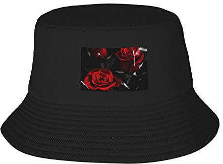 Fischerhut für Erwachsene, Motiv: rote Rose, Joker, Sonnenhut, Outdoor-Reise, rote rose, Einheitsgröße