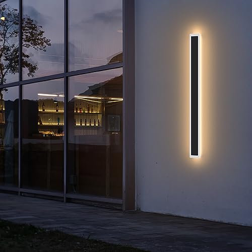 Klighten 24W LED Lange Wandleuchte Schwarz Aussen Innen, IP65 Wasserdicht Außenwandleuchte Modern 80cm Wandlampe, Warmweiß 3000K Eisen Außenlampe Außenleuchte Wand für Gärten Villa Terasse Korridor