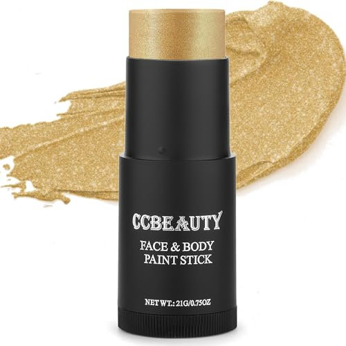 CCbeauty Bodypainting Farben Metallic Gold Creamy Blendable Stick Ölbasierte ungiftige Face Paint Schminkstifte für Gesicht & Körper Halloween Körperkunst Party Schminke