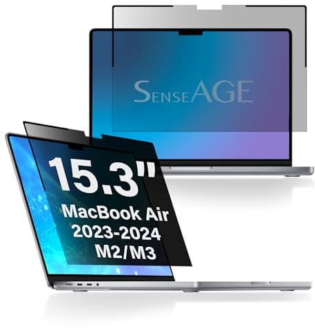 SenseAGE Magnetic Privacy Screen Filter for MacBook Air 15.3 inch (2023-2025, M2, M3, M4), Easy On/Off Anti-Blue Light, Glare Laptop Privacy Screen Protector, Compatible with MacBook Air 15.3