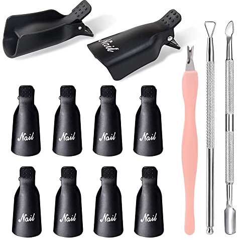 Ensemble de dissolvant et nettoyant pour vernis à ongles - 10 clips nettoyants pour ongles, 3 outils nettoyants pour ongles, limes à ongles pour ongles en gel, kit de design d'ongles avec dissolvant