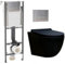 Pack completo de WC sin bridas + cuenco colgante sin brida + placa de diseño (Basti initio en pared portadora, placa de acero inoxidable)