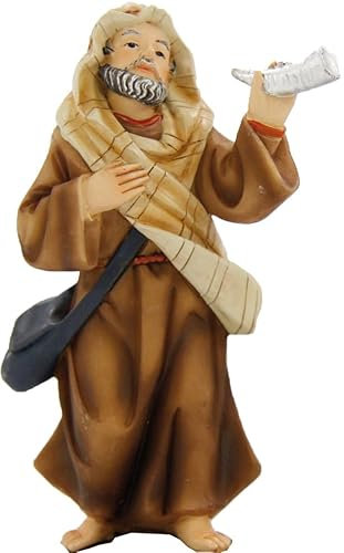 FADEDA Wanderer mit Horn/Höhe:9 cm/handbemalt/detailgetreue Krippen Figuren - Weihnachten Tisch Dekoration Krippe Zubehör