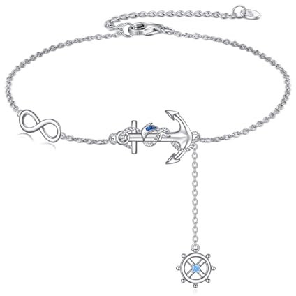 HUKKUN Anker Armband Silber 925 Schiffsrad Bracelet Anker Armband Schmuck Geschenke Damen