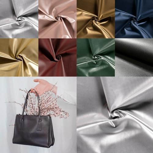 Kunstleder Meterware metallisch - Lederimitat glänzend - Taschenleder - Polsterkunstleder, Leder Soft, Dekoleder, Lederstoff Soft *Ab 50cm, Farbe: 170 metallic Silber